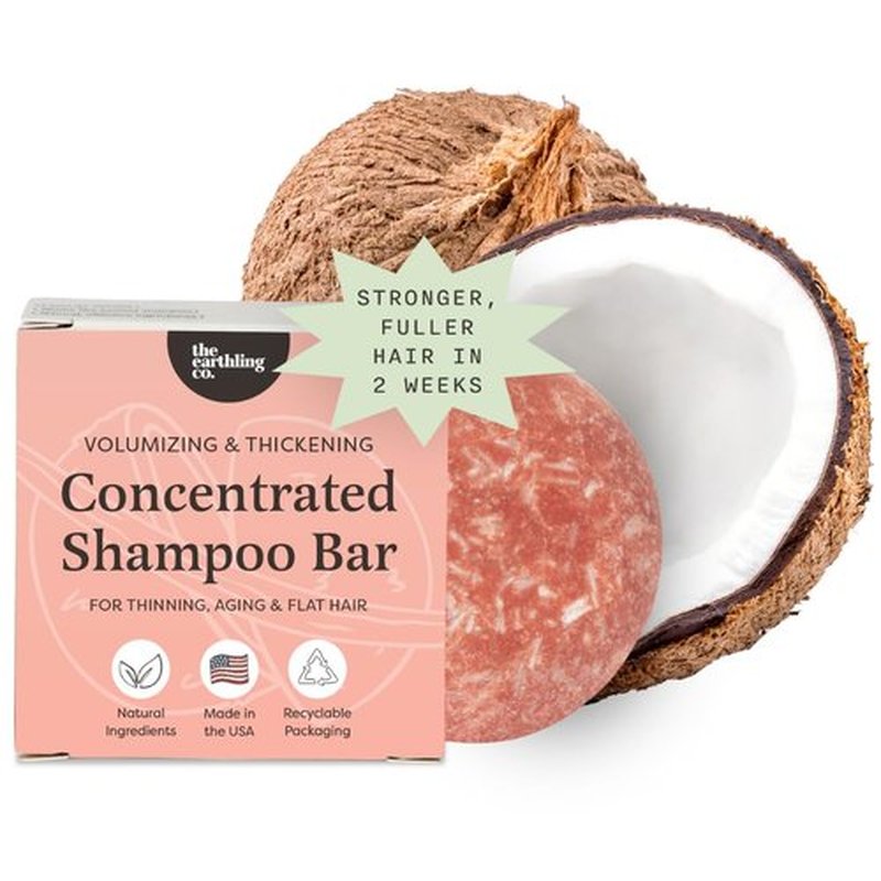 The Earthling Co. Shampoo Bar - Strengthen & Volumize All Hair Types - Natural Vegan Formula (Vanilla Coconut, 3 oz)