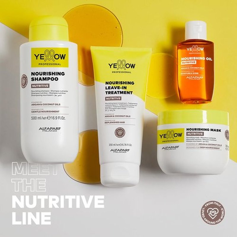 Alfaparf Milano Yellow Professional Nutritive Nourishing Shampoo for Dry Hair - Powered by Argan & Coconut Oils - Designed for Gentle Cleansing (16.9 fl oz / 500ml)