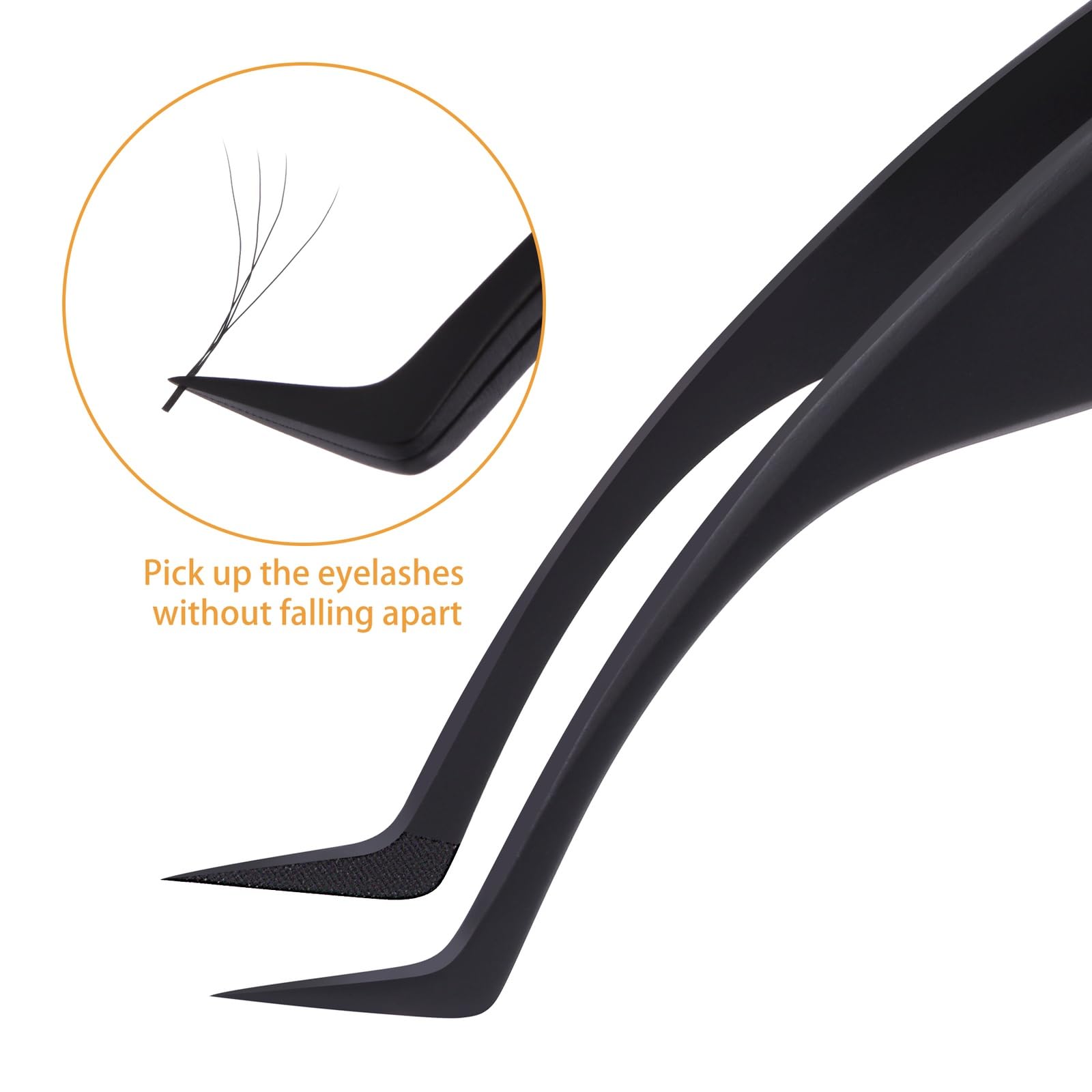 Lash Extension Tweezers, Professional Fiber Tip Lash Tweezer Set for Classic & Volume Lashes, High Precision Eyelash Tweezers Kit– Black Set of 2, Ideal for Lashes Artists