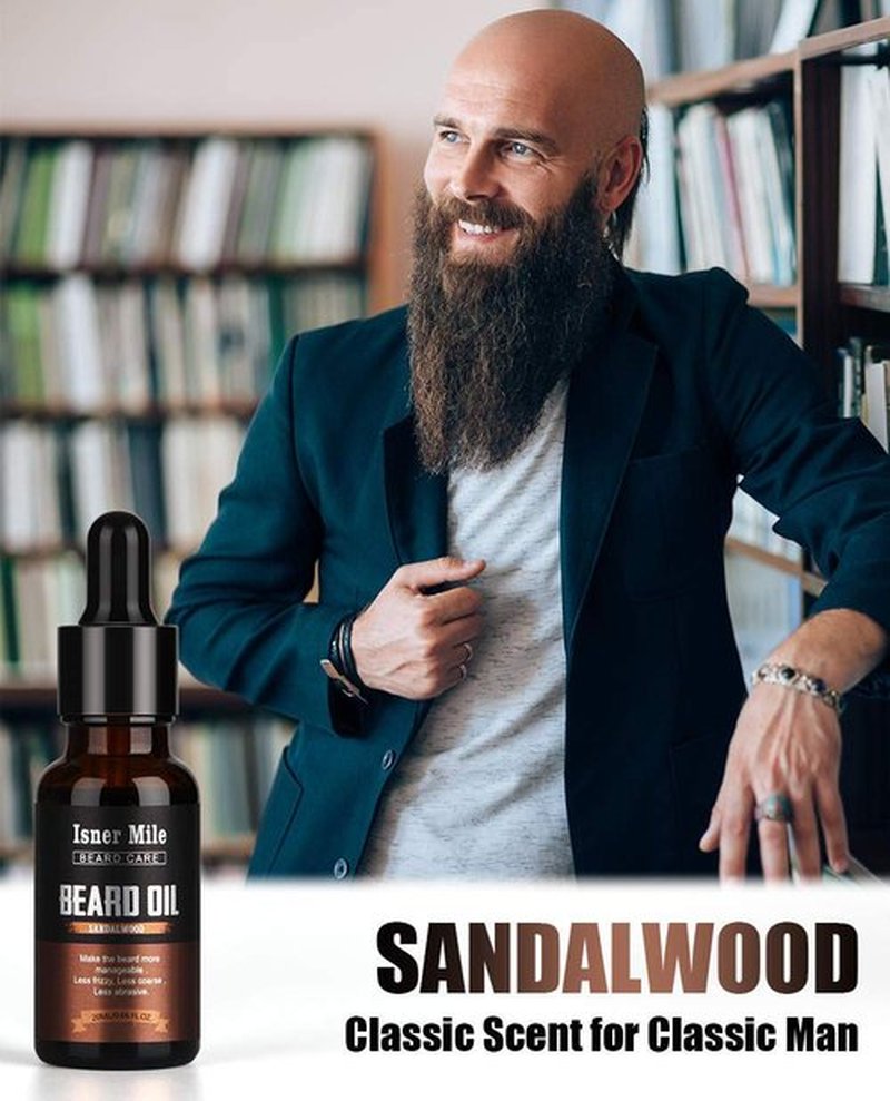 ISNER MILE Beard Oil Kit - 5 Pack Sandalwood, Orange, Cedarwood, Sage | Perfect Beard Care Gifts for Men