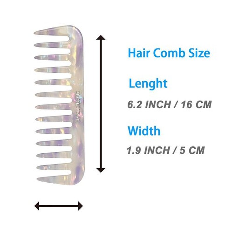 MANETURAL S1 Elegant Wide-Tooth Comb – Lightweight, Travel-Friendly, and Stylish Design for Tangle-Free Hair (White Purple)