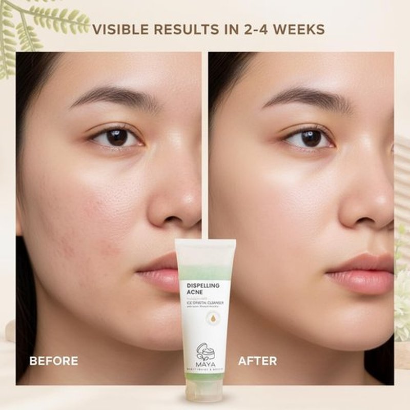 MAYA Ice Crystal Salicylic Acid Cleanser – 2% BHA Acne Face Wash with Green Tea and Bamboo, Exfoliating Ice Scrub, Removes Dead Skin & Clears Pores – 120 g