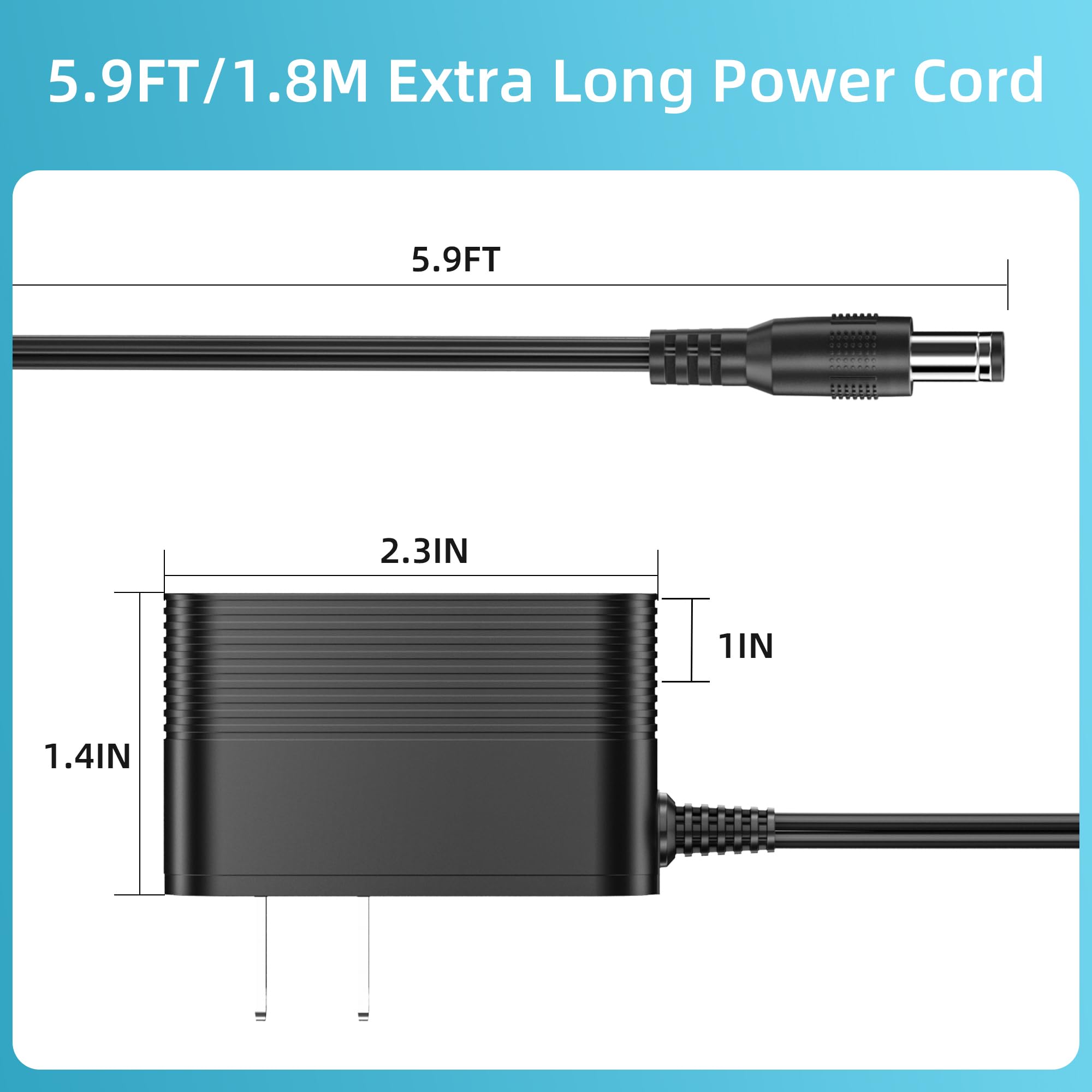 Charger for 29.6V Battery Cordless Vacuum Cleaer, 36V Adapter Compatible with INTETURE BP20 550W 45Kpa Cordless Vacuum Cleaner Power Supply