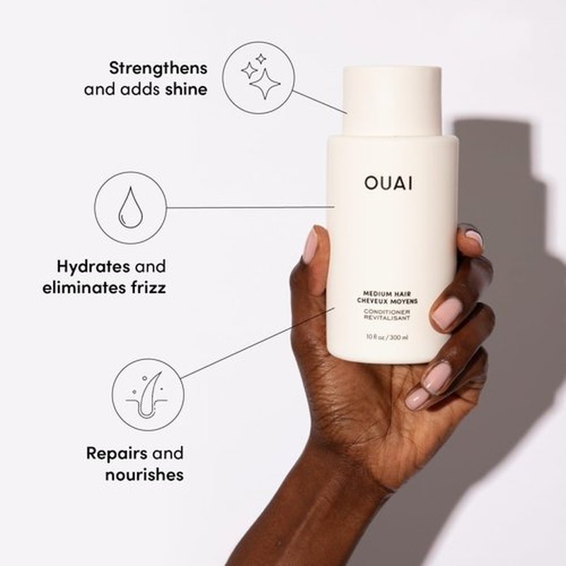 OUAI Medium Hair Shampoo & Conditioner Set - Sulfate-Free Formula with Keratin & Shea Butter - 10 Fl Oz
