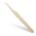 MGER Eyelash Extension Tweezers, Professional Curved Pointed Isolation Tweezers for Classic Individual Volume Mink Lash Extensions, Pointed Tweezers Stainless Lash Extensions, Gold tweezers