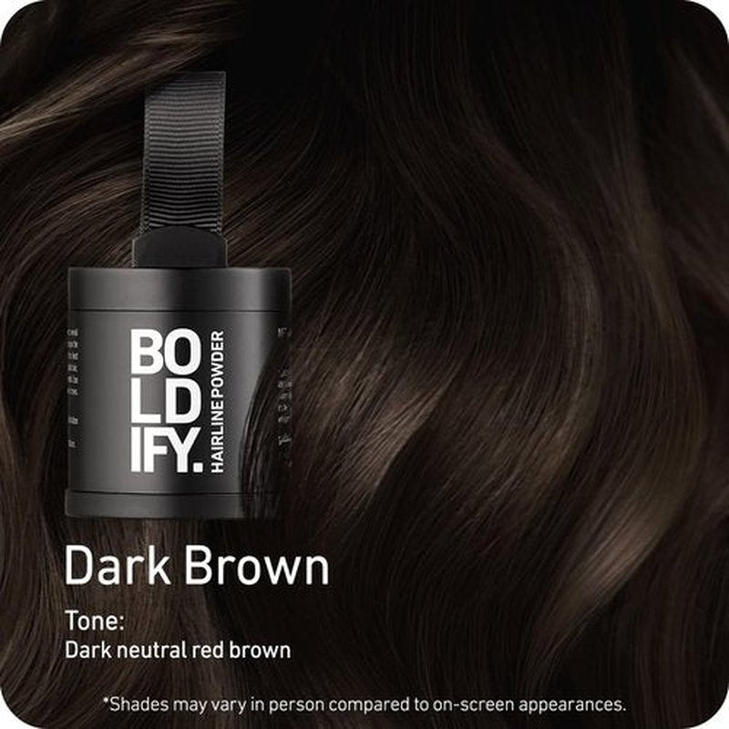 BOLDIFY Hairline Powder - Water-Resistant Dark Brown Root Touch-Up for Gray Coverage | 10g, 24-Hour Mess-Free Solution