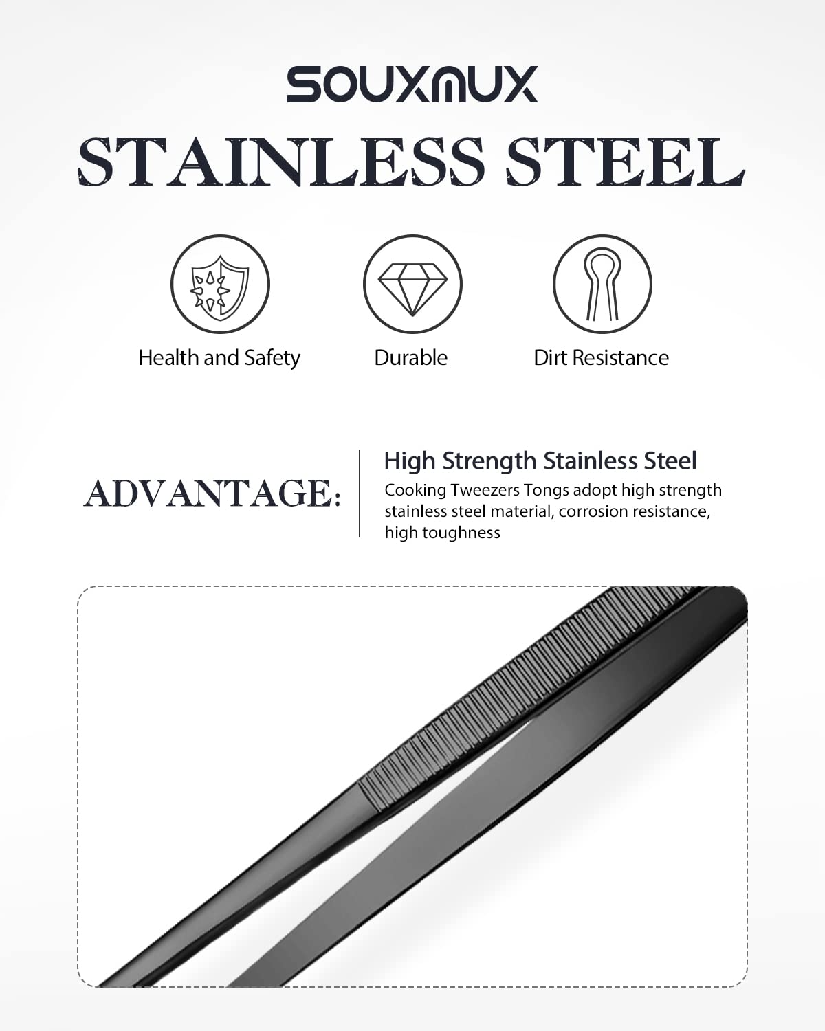 10-inch Cooking Tweezer and Offset Tweezer Set, Tongs Precision Serrated Tips, Stainless Steel Professional Chef Tweezer Kitchen Tools for BBQ, Plating and Serving
