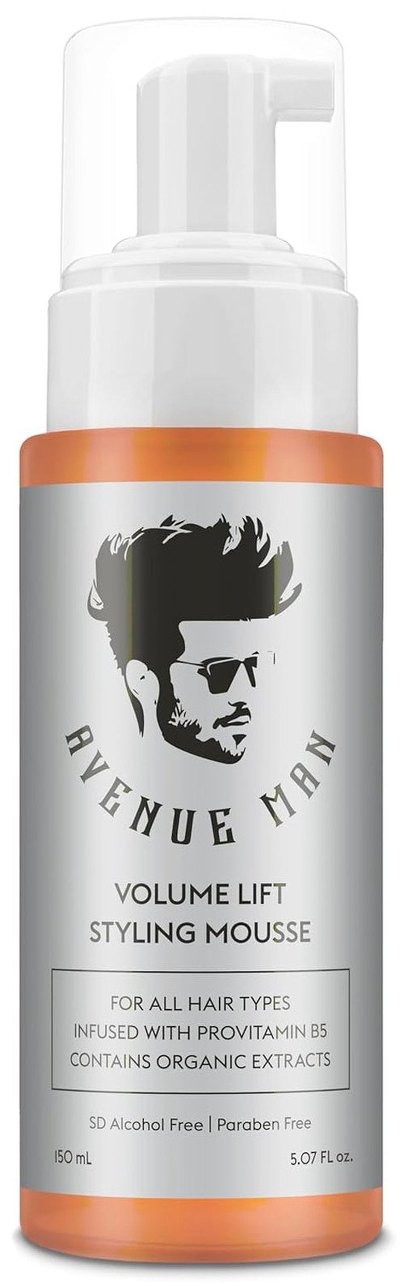 Avenue Man Volume Lift Mousse - 5.07 oz Hair Foam with Argan Oil & Silk Protein for Thickness | Alcohol & Paraben Free