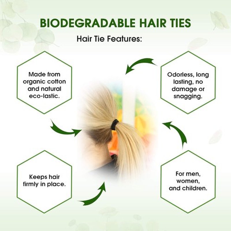 BIODEGRADABLE Elastic Hair Ties for Women & Men - Organic No Crease Brown Hair Tie Ponytail Holders and Hairties for Buns - Plastic Free Hairbands for Women and Mens Hair - 5mm (27 count)