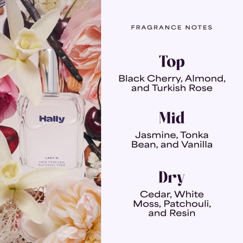 Hally Lady H Hair & Body Perfume - Alcohol-Free Cherry, Vanilla & Jasmine Fragrance - 50ml Hydrating Mist