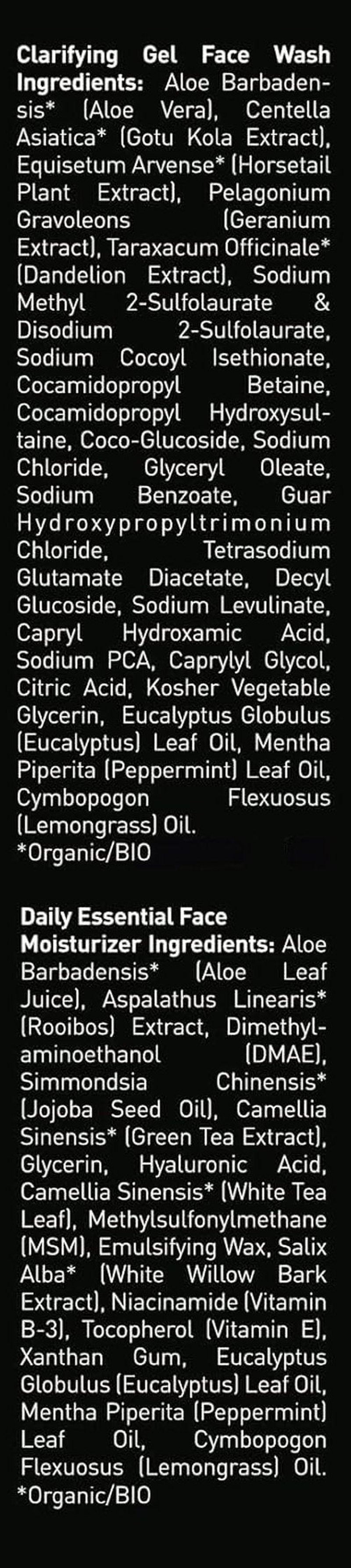Brickell Men's Daily Essential Face Care Routine - Gel Facial Cleanser & Moisturizer Set | Natural & Organic Skincare Gift
