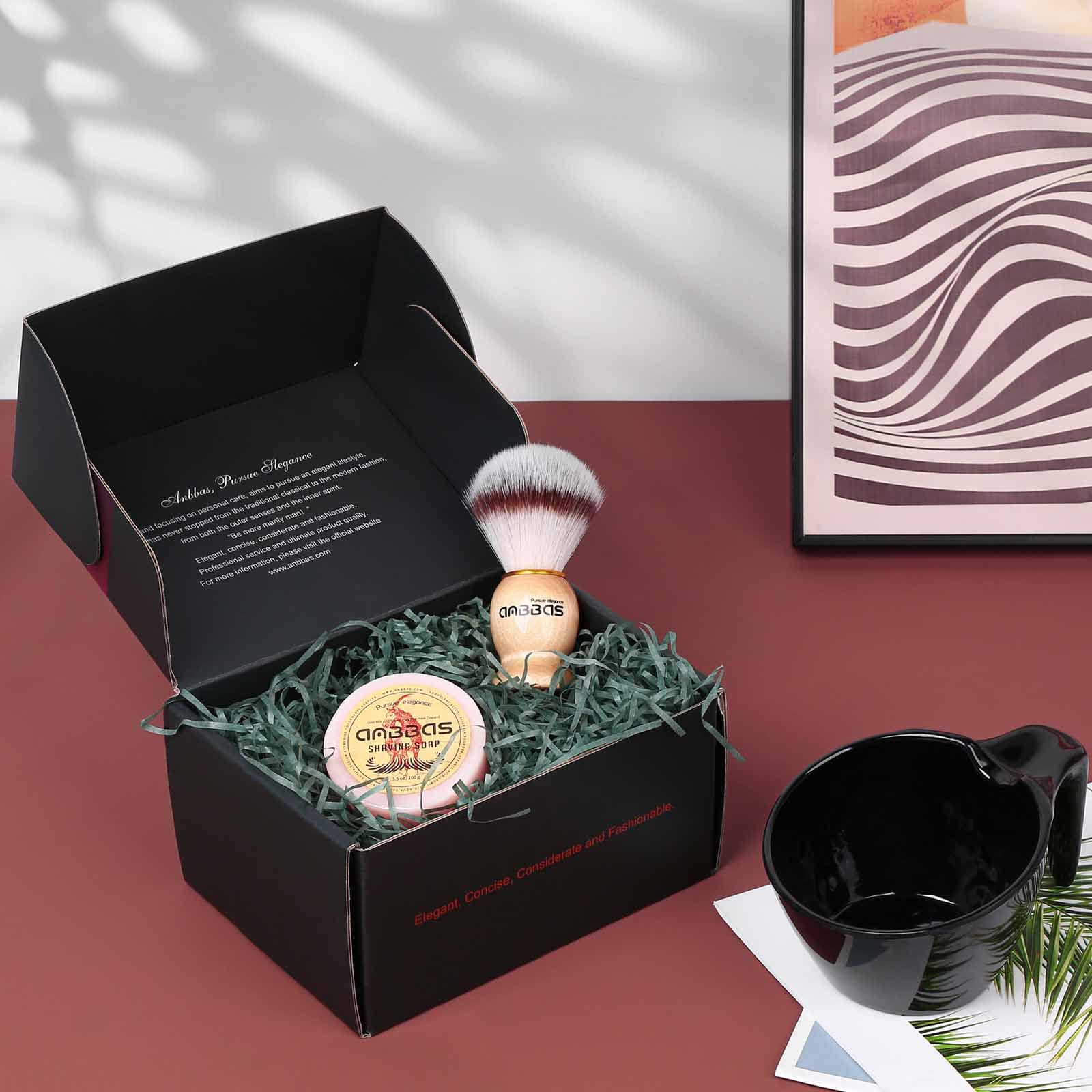 Anbbas Synthetic Badger Shaving Brush with Nylon Bristles,Melamine POP Mug for Lathering and 100g Shaving Soap for Men Close Shave,Women Girls Hair Removal