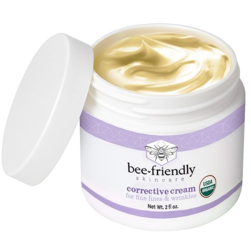 BeeFriendly Organic Corrective Cream, USDA Certified Face Moisturizer Rich Revitalizing Night Cream For Sensitive Skin Aids With Fine Lines, Wrinkles, Crows Feet, Eyes, Face, Neck 4 oz (2 Jars in box)