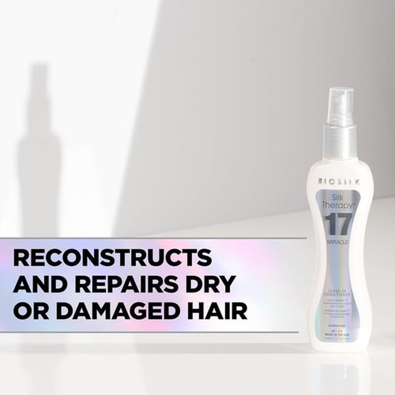 BioSilk Silk Therapy Miracle 17 - Leave-In Conditioner for Dry & Damaged Hair | Hydrates, Adds Shine & Controls Frizz | 5.64 Oz