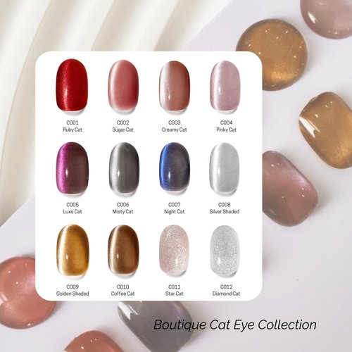 NAILOG Pink Cat Eye Gel Nail Polish 12ml Top Coat Color Gel Base One Step 3-In-1 Formula Soak Off UV Magnetic Gel Polish for Home DIY & Gifting | Pinky Cat