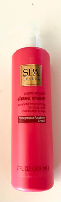 SPA LUXURY Super Smooth Shave Cream, Advanced Moisturizing Formula with Shea Butter and Aloe, Pomegranate Raspberry Scent, 7 fl oz