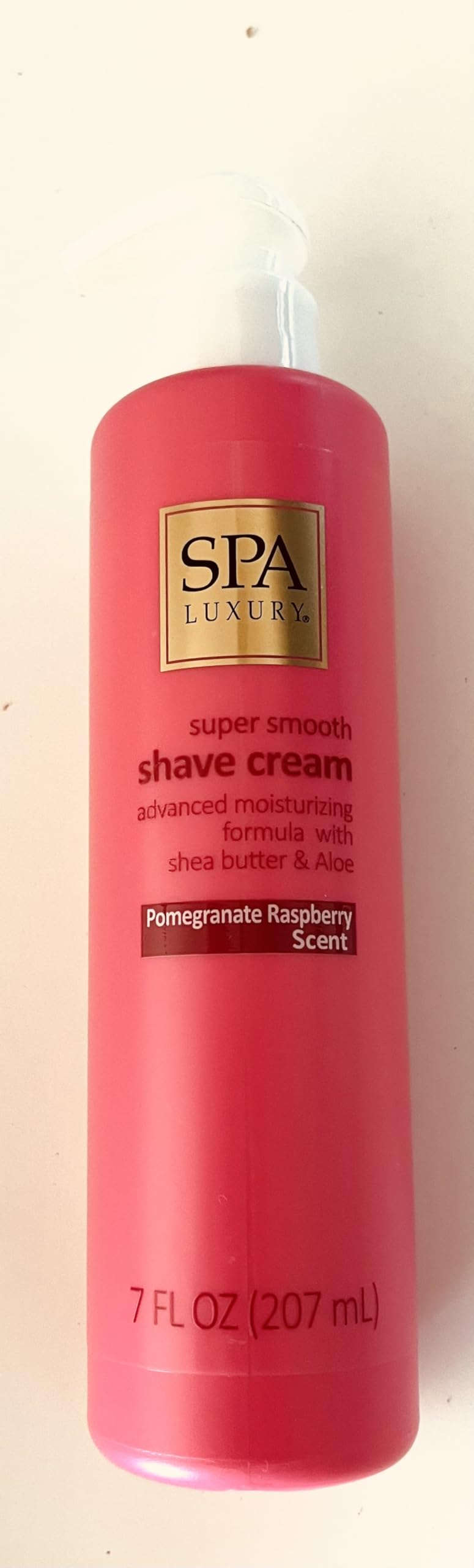 SPA LUXURY Super Smooth Shave Cream, Advanced Moisturizing Formula with Shea Butter and Aloe, Pomegranate Raspberry Scent, 7 fl oz
