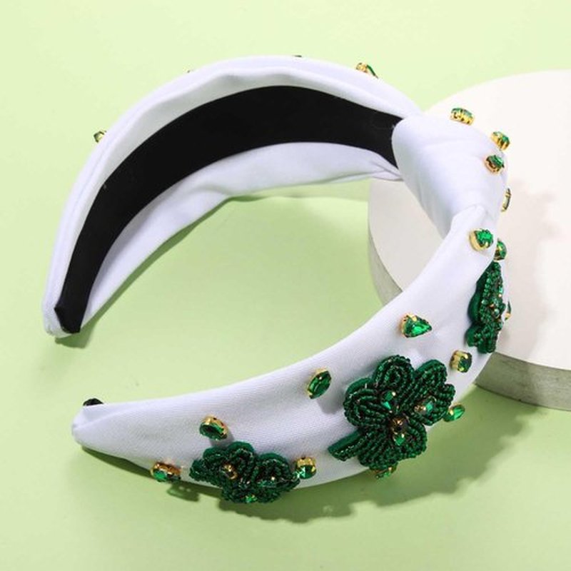 MOLOCH St.Patrick's Day Headband for Women St.Patrick's Day Beaded Leaf Headband Crystal Green Lucky Shamrock Hairband Irish Outfit St.Patrick's Day Hair Accessories