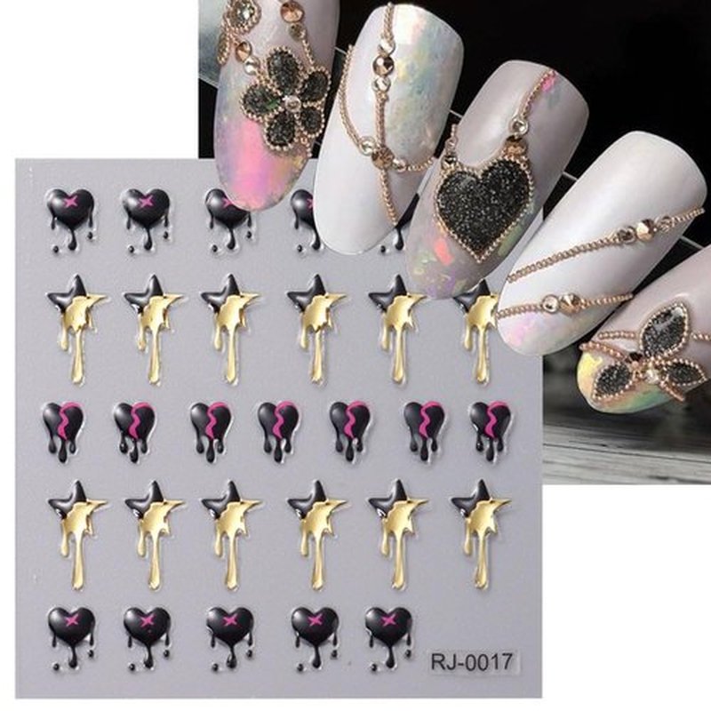 6Sheets 5D Embossed Stickers, Crystal Soft Glue Irregular Gems, Geometric Frame Art Stickers, Jelly Rhinestones Heart Star Decals, Moon Sun Cloud Nail Designs
