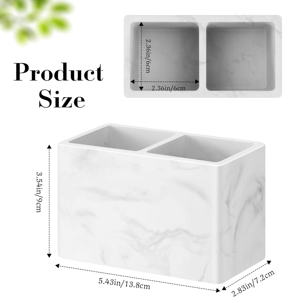 Luxspire Diatomite Toothbrush Holder, 2 Slots, Marble White