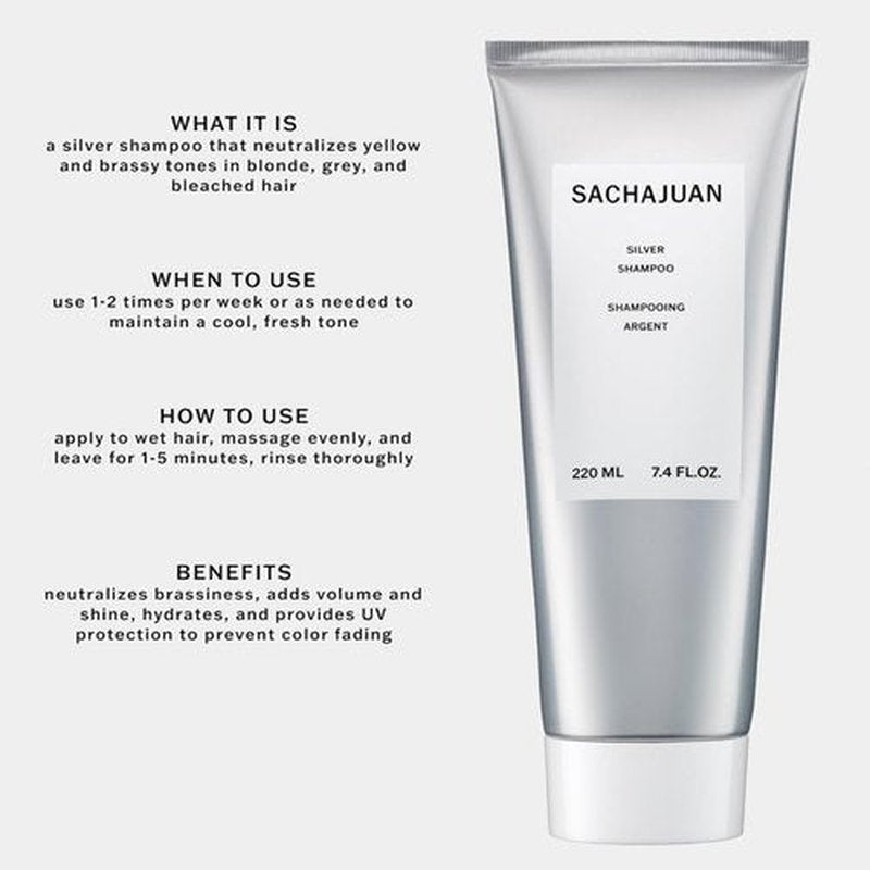 SACHAJUAN Silver Shampoo - Purple Shampoo for Blonde & Gray Hair | Neutralizes Yellow Tones & Adds Shine | 7.4 fl oz