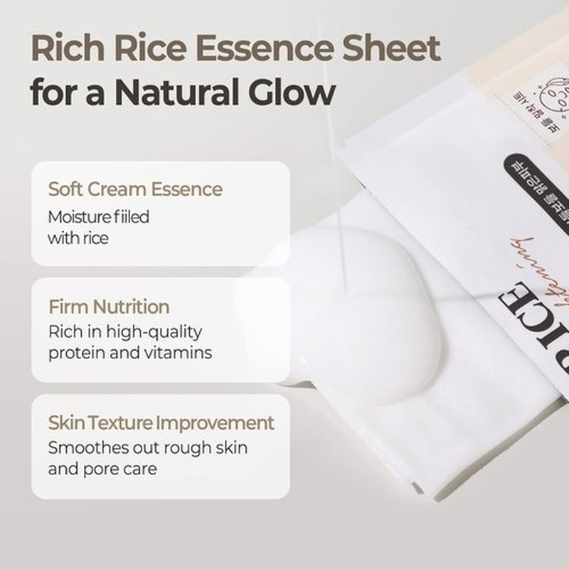 SKINFOOD Rice Daily Sheet Mask - Hydrating & Nourishing Vegan Face Mask with Rice Essence | 10 Pack for Radiant Skin