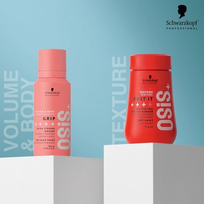 OSiS+ Travel Hair Styling Kit | Dust It Mattifying Volume Powder & Grip Extreme Hold Mousse