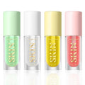 Mrettick Plumping Lip Oil 4 Packs Hydrating Lip Glow Oil Fruit Extract Lip Gloss Moisturizing Lip Balm and Tinting for Dry Lips