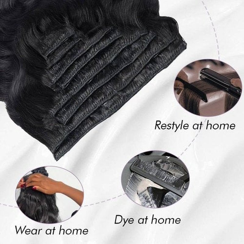Body Wave Clip In Hair Extensions Real Human Hair Clip Ins For Women 24 Inch Remy Human Hair Extensions Clip Ins 8 Pcs With 18 Clips 120g Natural Black