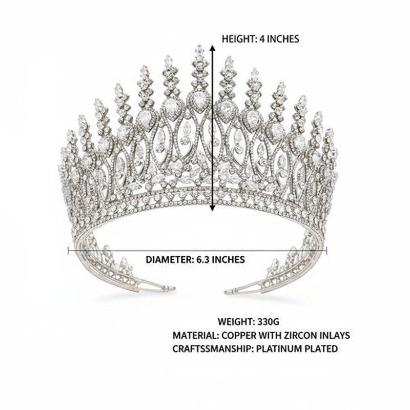 Tall Wedding Tiaras for Bride Large Queen Crowns 5A Cubic Zirconia Princess Bridal Headband Big Pageant Crown for Women Crystal Headpiece Silver Hair Accessories