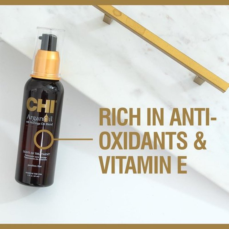 CHI Argan Oil Leave-In Treatment - Lightweight Formula with Moringa Oil for Moisturized Hair | 3 Oz