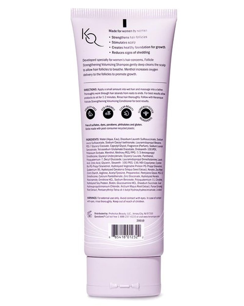Keranique Volumizing Shampoo for Hair Repair, Growth & Thinning Hair Support – Keratin, Biotin, Menthol & Niacinamide, Anti-Breakage, Lightweight Strengthening Formula 3.4 Oz - Keratin Amino Complex™