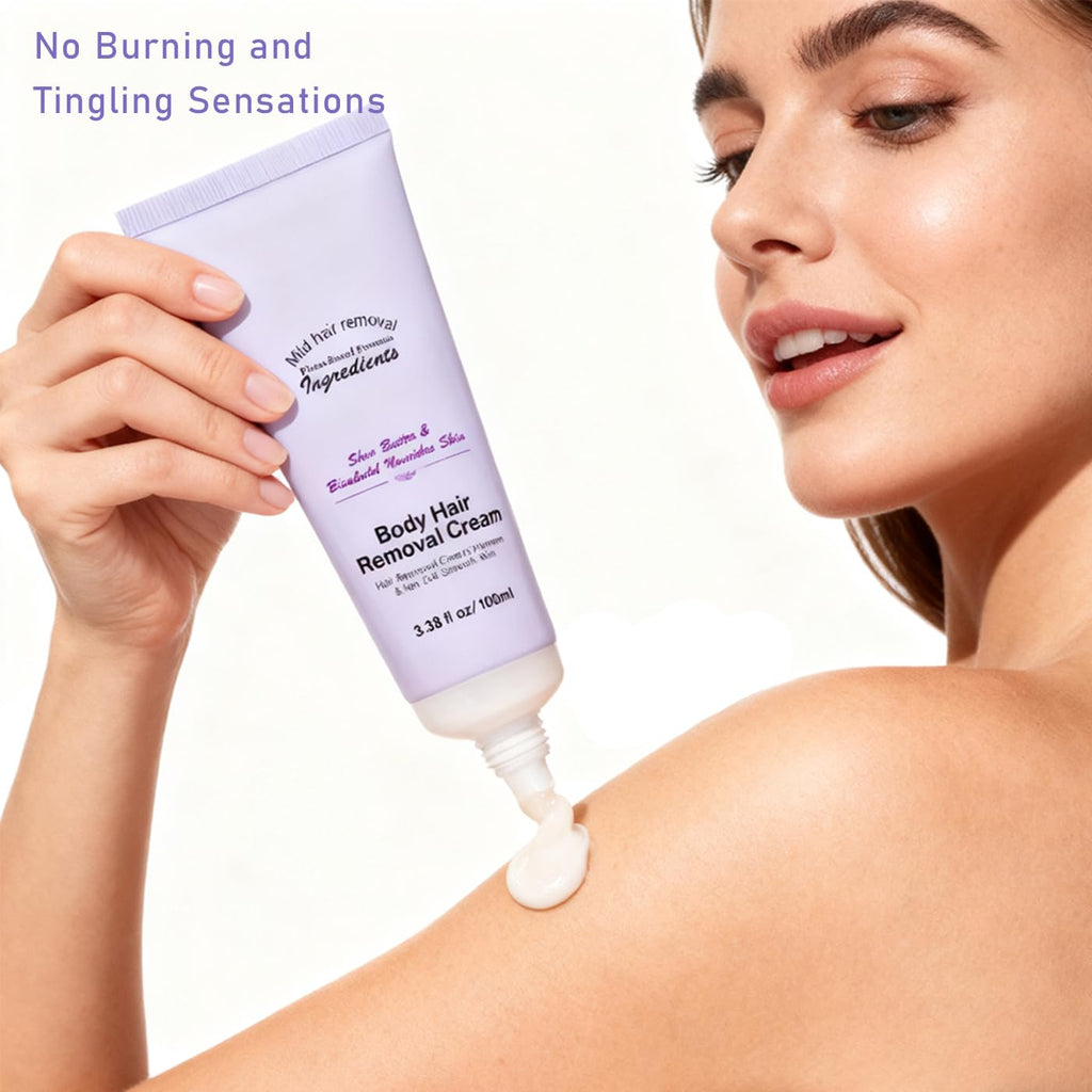Body Hair Removal Cream with Spatula - Painless & Gentle Depilatory Cream