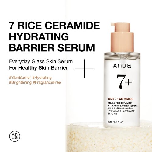 Anua Rice Ceramide 7 Hydrating Barrier Serum - Moisturizing Face Serum for Sensitive Skin | 1.69 fl oz