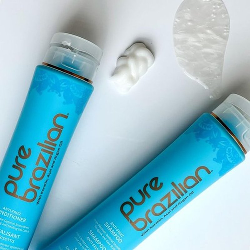 Pure Brazilian Anti-Frizz Shampoo & Conditioner - Salt-Free, Color Safe, Keratin & Argan Oil, 13.5 Oz