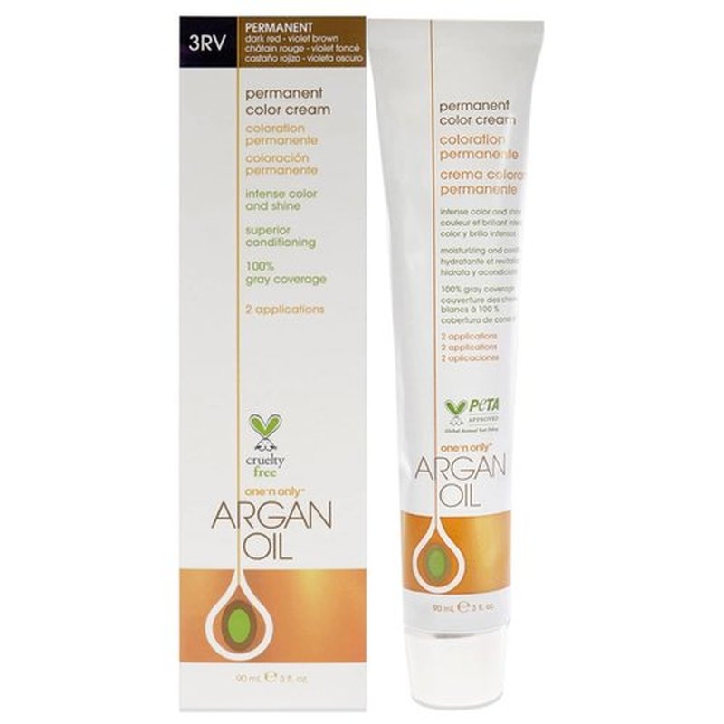 One N' Only Permanent Hair Color - Argan Oil Infused Hair Dye for Rich, Accurate Tones - 3RV Dark Red Violet Brown (3 oz)