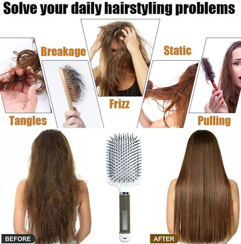 Skiennix Detangling Paddle Brush - Anti-Frizz Hairbrush for Blow Drying & Straightening | Wet/Dry Use