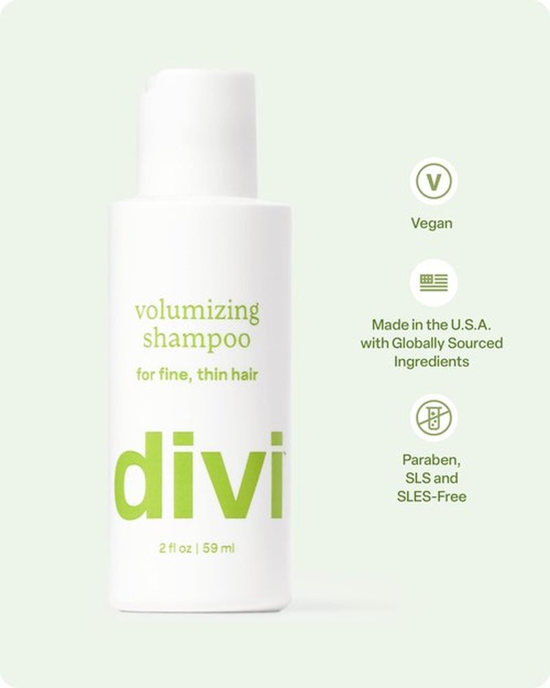 Divi Volumizing Shampoo for Women and Men - Lightweight Volume Shampoo for Fine Hair - Formulated to Cleanse, Nourish and Balance the Scalp - Travel Size, 2oz