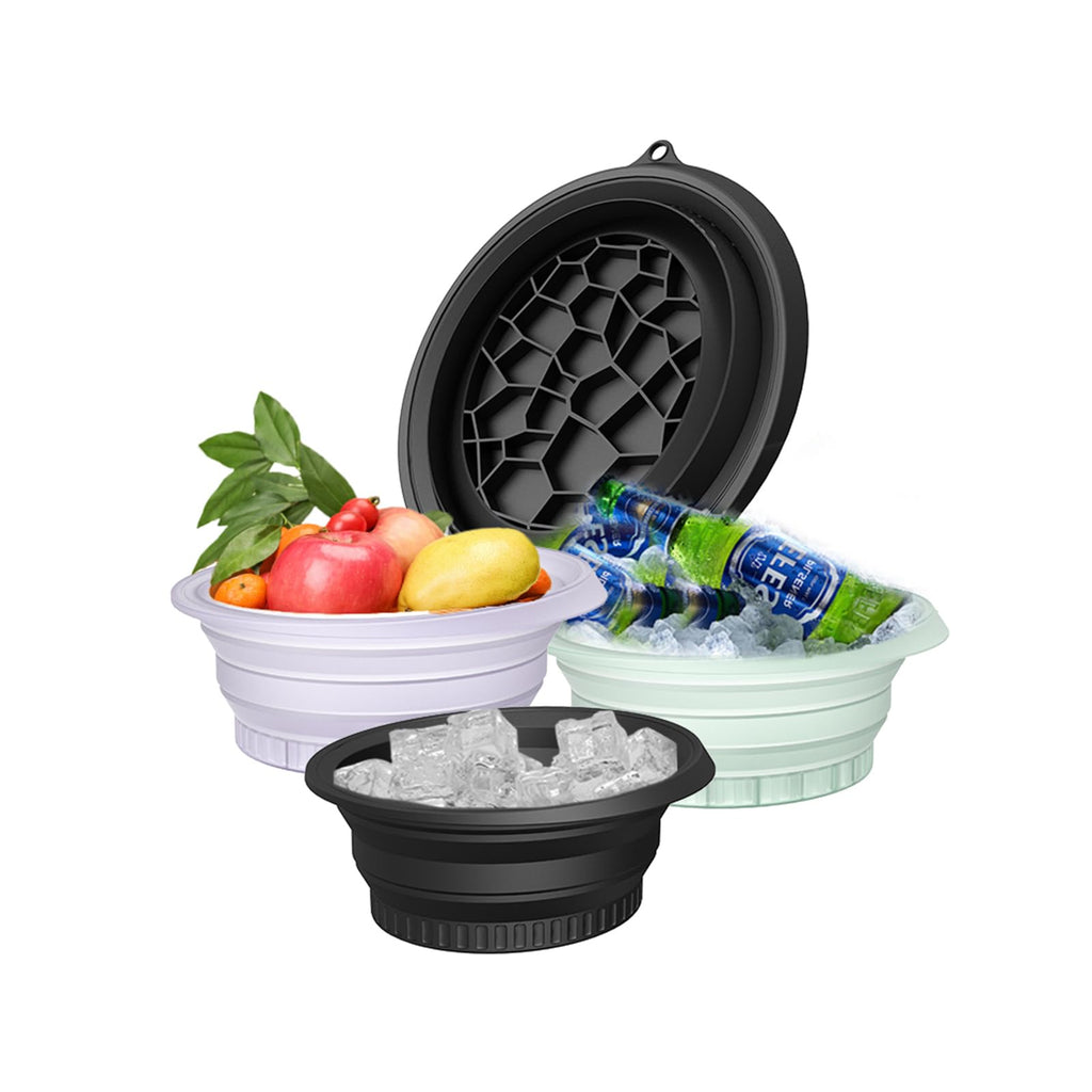 INCAFLINT Face Bowl for Ice with Built-In Icetray, Collapsible Silicone Wash Basin for Home Ice Water Facials, Cold Plunge Ice Bath, Portable Skincare - Facial Ice Therapy, Iced Fruit Beer Container