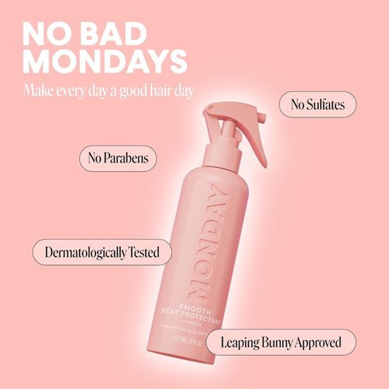 Monday Haircare Smooth Heat Protectant with Keratin - 6 oz | Pack of 2 for Polished, Sleek Hair