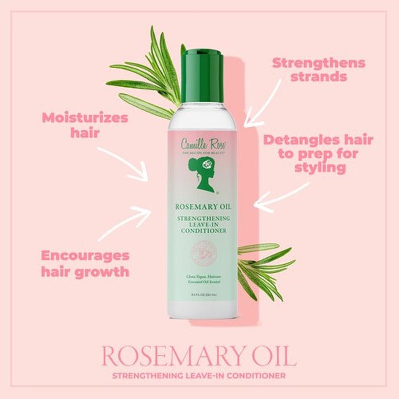 Camille Rose Leave-in Conditioner, Rosemary Oil – Deep Conditioning for Hair Strengthening, Detangling, Dry Scalp Moisturizer, 8 Oz