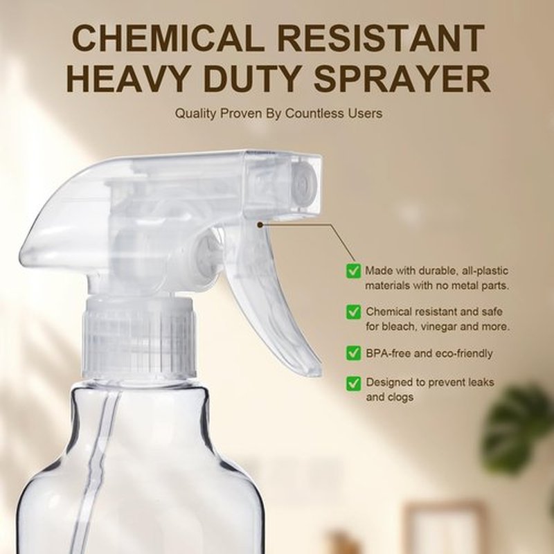 Skiennix Plastic Spray Bottles - 2-Pack, 16.9 Oz Heavy Duty Mist & Stream for Cleaning, Oils, Plants