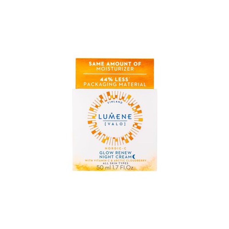 Lumene Nordic-C [Valo] Glow Renew Night Cream - Revitalizing Facial Moisturizer with Arctic Cloudberry, Hyaluronic Acid and Vitamin C - Radiance-Boosting Vegan Skin Care (1.7 oz)