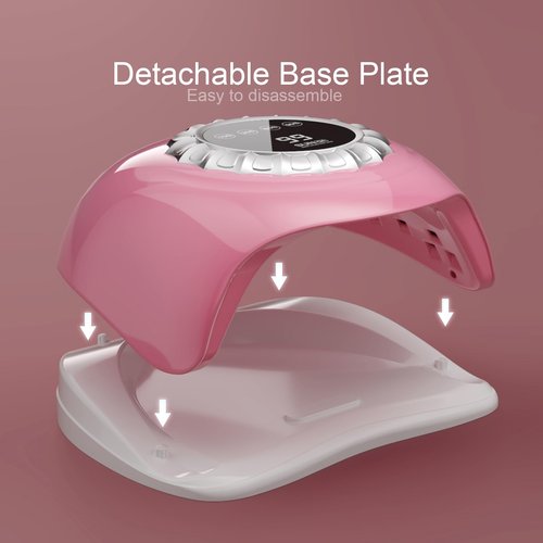 LVAINIT Pink UV LED Nail Lamp – Elegant Touch Screen Nail Dryer with 4 Timer Settings, Detachable Base & Dual Light Beads for Quick Gel Polish Curing – Salon-Quality Manicure at Home