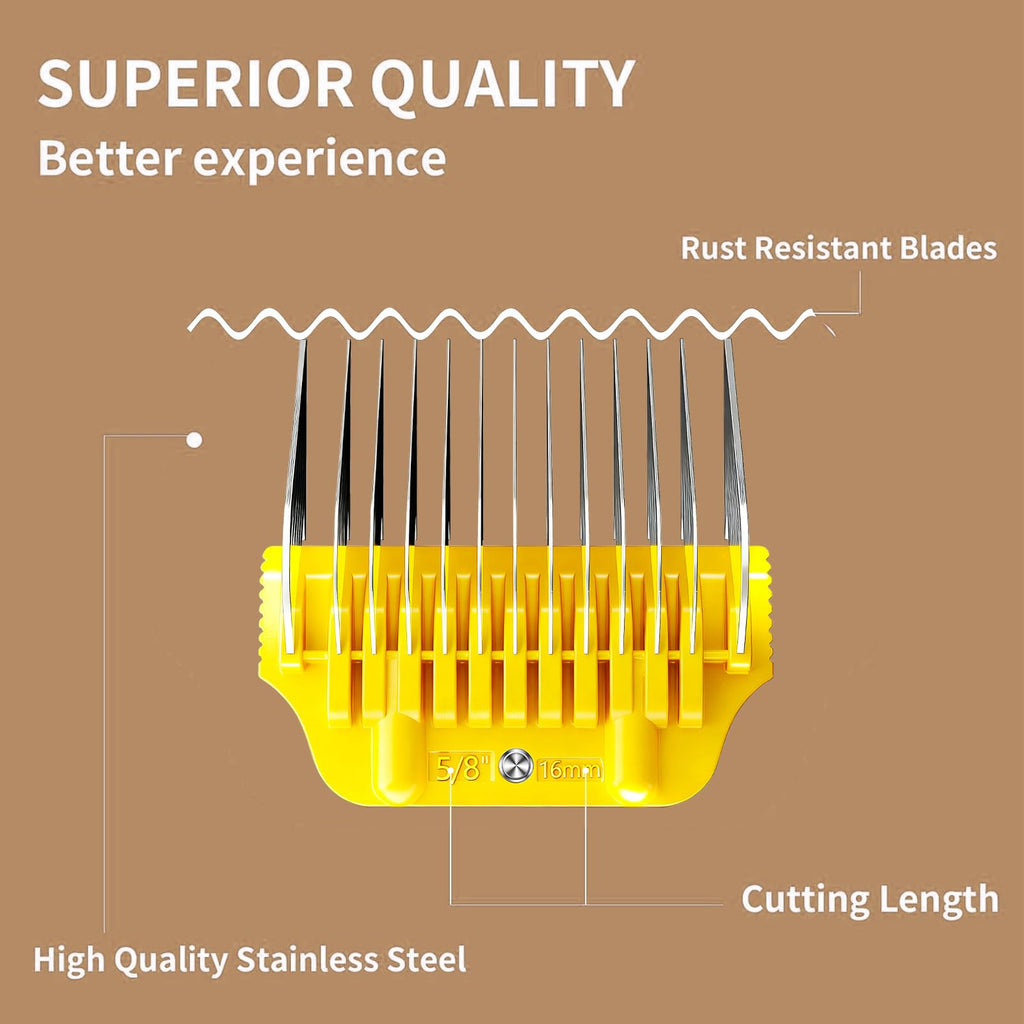 MEMIRY Wide Clipper Guard Attachment for A5 Type Wide Blade, Compatible with Andis, Wahl, Oster, Pet Grooming Attachment, Stainless Steel Professional Comb (16mm or 5/8")