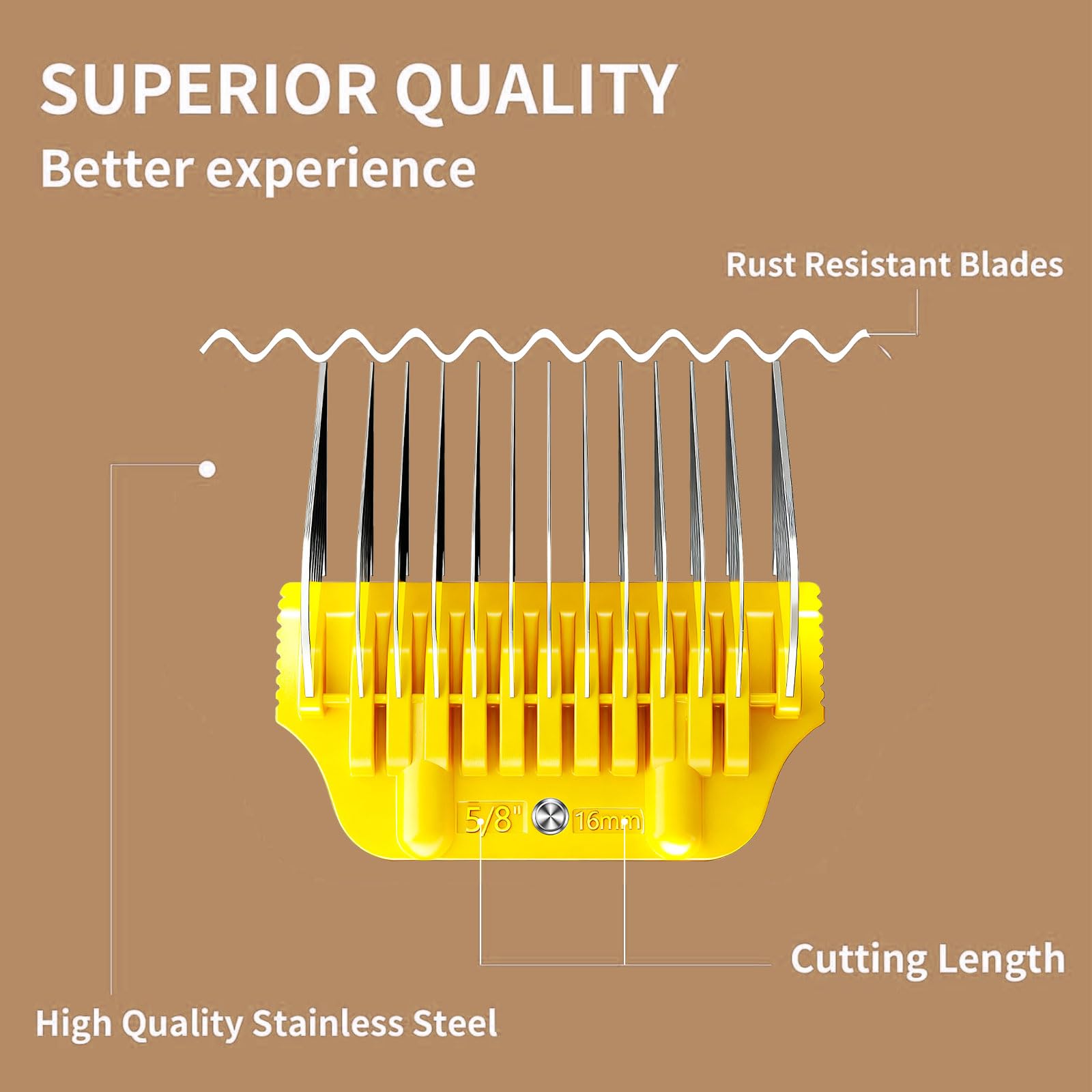 MEMIRY Wide Clipper Guard Attachment for A5 Type Wide Blade, Compatible with Andis, Wahl, Oster, Pet Grooming Attachment, Stainless Steel Professional Comb (16mm or 5/8")