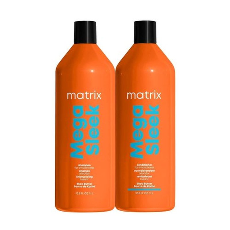 Matrix Mega Sleek Shampoo & Conditioner Set - Smoothing, Moisturizing, Anti-Frizz | For All Hair Types