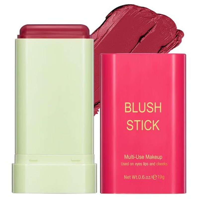 GMaxit Multi-Use Makeup Blush Stick,Beauty Solid Moisturizer Stick,Waterproof Natural Nude Makeup,Tinted Solid Moisturizer Stick for Eyes Lips Cheek(2#Hot Red)