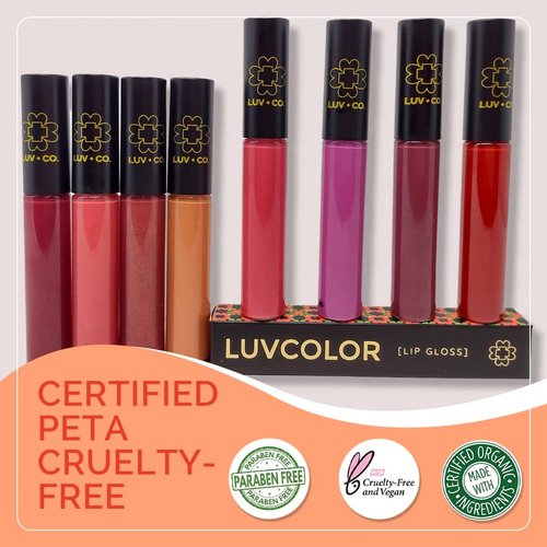 LUV+CO Lip Gloss - 90% Organic Moisturizing Formula | Non-Sticky, Shiny Finish | Gold Glitter, Bronze Bollywood - 7ml