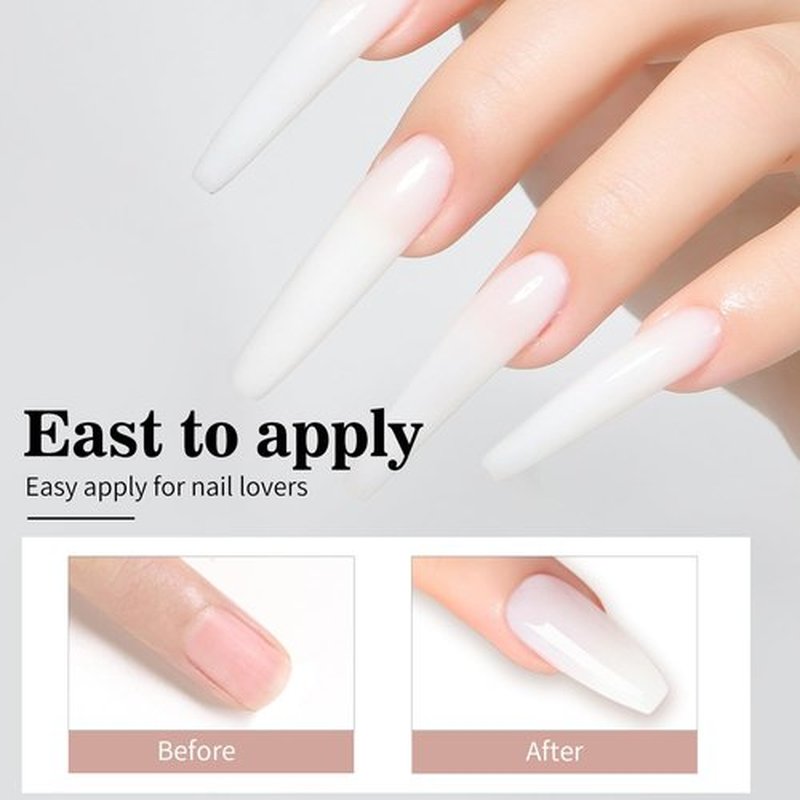 beautilux Nail Extension White Hard Gel, 55g Milky White Builder Nails Gel, Long Lasting for DIY Nail Art (M-BHB55-02)